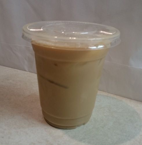 50 sets 12 oz plastic clear cups with flat lids for iced coffee bubble boba tea for sale