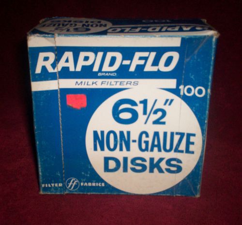 Rapid - Flo  Milk Filters Non Gauze 100 Count 6-1/2&#034; Disks Unopened Box