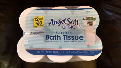 Angel soft compact coreless bath tissue 12 giant rolls 750 2-ply sheets 19373 for sale