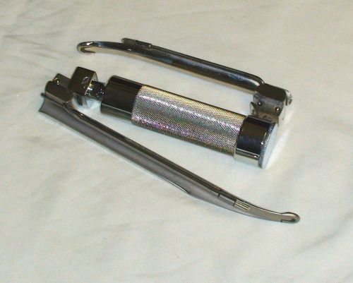 Rusch laryngoscope battery handle + 2 miller blades - excellent condition for sale