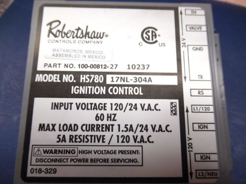 Robertshaw furnace control model #hs780 17nl-304a for sale
