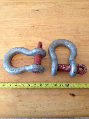 LOT OF 2 CROSBY WLL 9 1/2T 1 1/8 SHACKLES WITH SCREW PINS