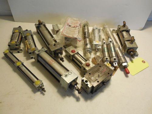 PNEUMATIC AIR CYLINDER LOT OF 14. PHD, CLIPPARD, PARKER, ALLEN. USED/UNUSED LB2
