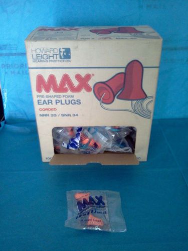 60 pair ~ howard leight max-30 ear plugs with cord nrr33 hearing protection for sale