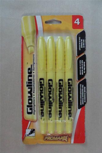 ProMarx Glowline Broad Chisel Tip Highlighters. Color Yellow. 1 Pack of 4 units.