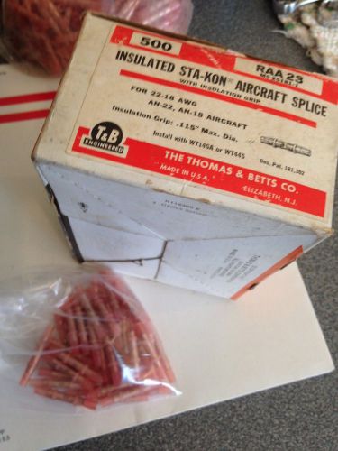 50 count thomas &amp; betts raa 23 insulated sta-kon aircraft splice red nylon nos for sale