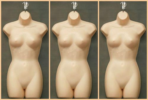 3 PIECES hanging female dress form skin tone hollow back mannequin small med.