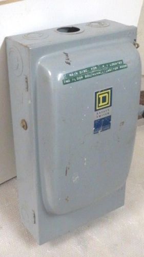 Square d fusible disconnect 200 amp 240 vac 25-50 hp with fuses model h324-n for sale