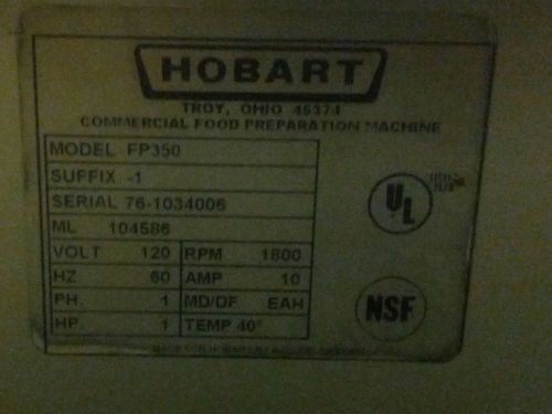 Hobart FP350 Food Processor