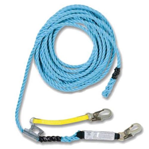 Guardian blue poly steel vertical rope lifeline assembly - 50 ft. with snaphook for sale