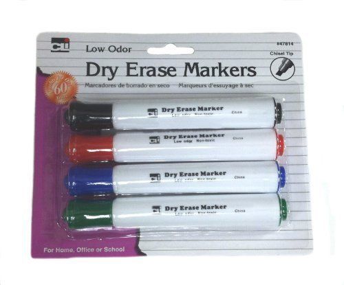 CHARLES LEONARD DRY ERASE MARKERS SET OF 4 CLI47814 BRAND NEW