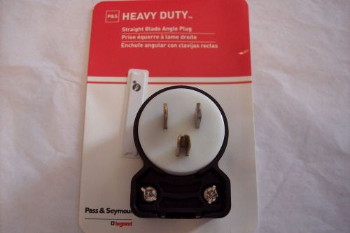 P &amp; S Heavy Duty Straight Blade Angle Plug Black &amp; White 15A. 125VAC