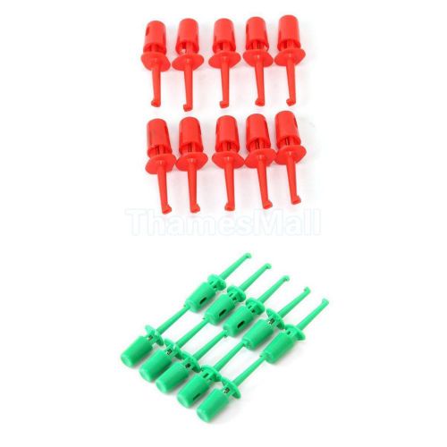 20pcs 4.2cm Red + Green Mini Grabber Test Probe Hook Grip for Component SMD IC