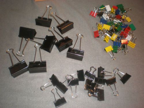 60 ACCO Binder clips, colored, large medium and small