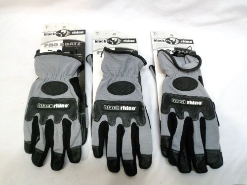 ~Lot of 3 Pair ~ Black Rhino Pro-Goatz Gloves ~ Size Large