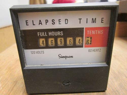 Simpson Elapsed Time Meter 3-707890 120V 60Hz Used