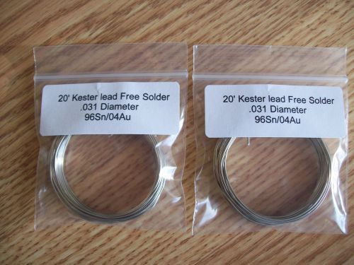 40 Feet Kester Silver Lead Free Solder 4%Ag 96%Sn .031 with usps tracking #