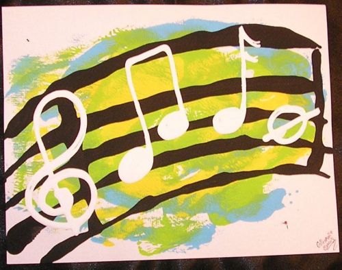 Music Notes !!!  Abstract  Music Painting ORIGINAL SIGNED Bar Music Cafe Art