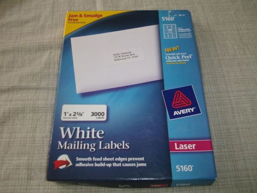 Avery Laser  White Mailing Labels Jam &amp; Smudge Free 5160