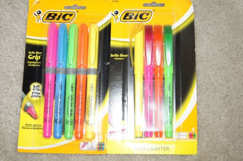 BIC Highlighters Lot of 9 Assorted Colors Brite Liner Grip Chisel Tip NEW
