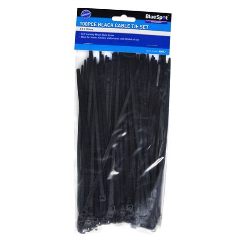 Blue spot cable ties 4.8x 200mm black(100pcs) self locking heavy duty nylon for sale