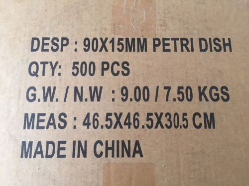Plastic petri dish: 90 x 15 mm case of 500 nib sealed free fedex shipping!!!!! for sale