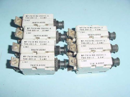 Lot of 7,  MIL-SPEC MS25244-5  Mechanical Products Circuit Breakers