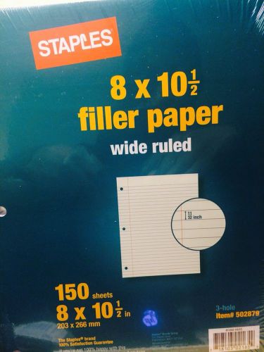 Staples 8 X 5 filler Paper Wide Rule 150 Sheets