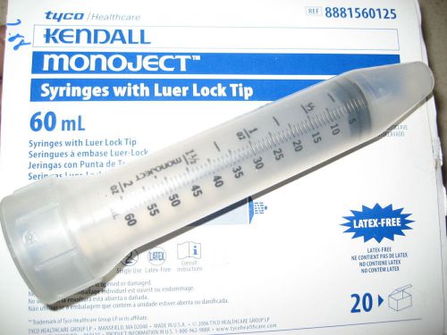 COVIDIEN /KENDALL SYRINGE ONLY, 60ML, LL, 5CC &amp; .25 INCREMENT GRADUATIONS, 20/BX