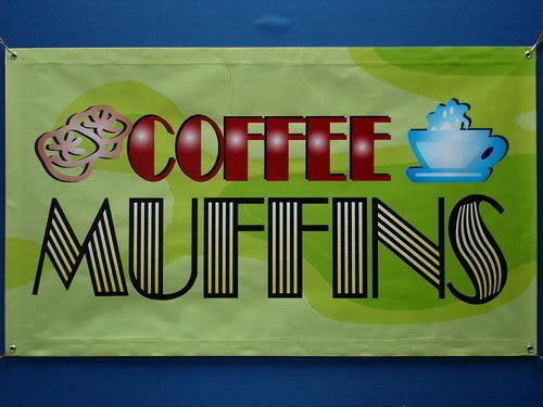 z111 OPEN Coffee Shop Muffins Cafe NR Banner Shop Sign
