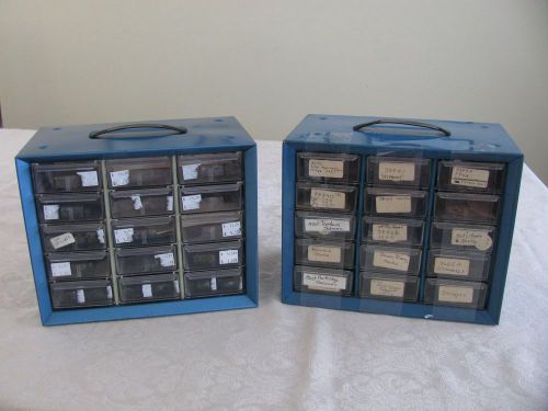 Two akro-mills 15 drawer storage cabinets/parts organizers for sale