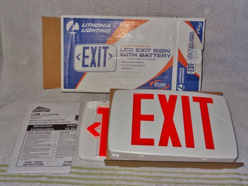 LITHONIA LIGHTING LQM 120/277 EL-N LED Exit Sign w/ Battery RED LETTERING