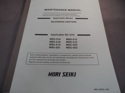 Mori Seiki Maintenance Manual Machining Centers MM-CEMC-A4E