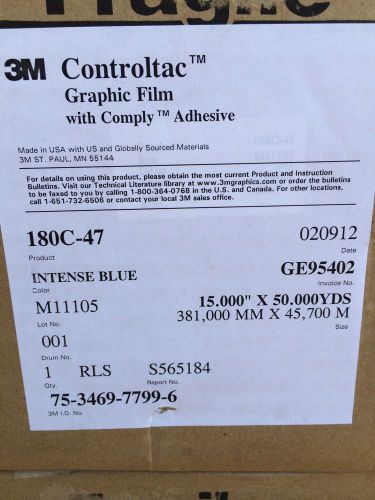 3M CONTROLTAC GRAPHIC FILM WITH COMPLY ADHESIVE - INTENSE BLUE - ****NEW****
