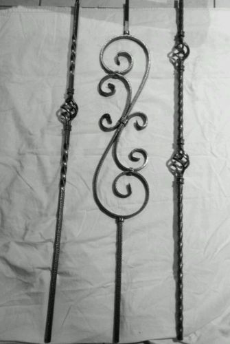 Stair metal balusters scroll, single basket, double basket. 25 balusters. for sale