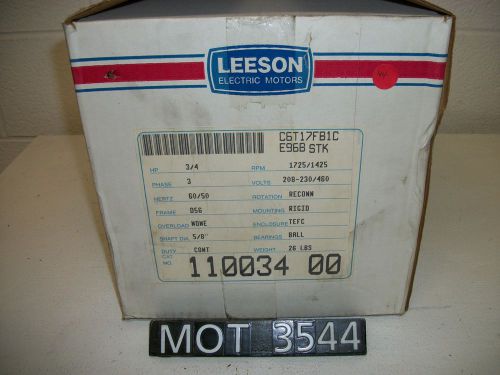NEW Leeson .75 HP 110034.00 D56 Frame 3 Phase Motor (MOT3544)
