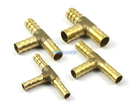 10 Pieces Brass T 3 way 12mm Barb Fuel Hose Joiner Air Gas Water Hose Connector