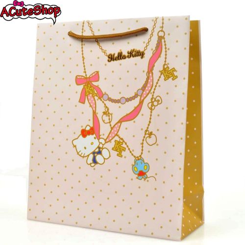 Hello kitty gift paper carry bag sanrio 9&#034;3/4 x 11&#034;3/4 - polka dot for sale