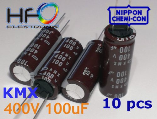 [10 pcs] nippon chemi con series kmx 100uf 400v super long life capacitors 105&#039;c for sale