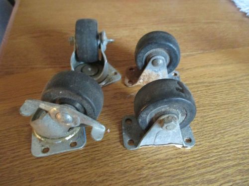 2&#034; caster wheels, hard rubber base with top plate &amp; bearing (set of 4) for sale