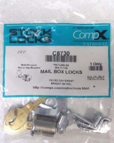NEW- MAIL BOX LOCKS/ KEYED DIFFERENT/ BRIGHT NICKEL FROM COMP-X NATIONAL