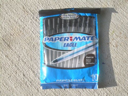 Paper Mate Eagle Grip Black Point Pens, Medium Point, 1.2 mm, Black Ink