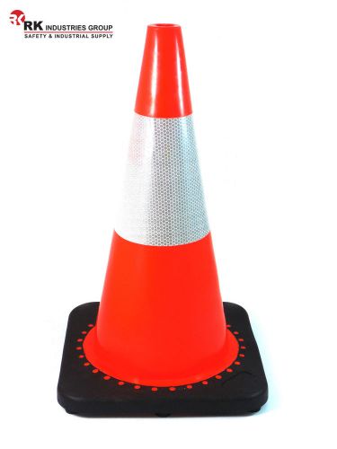 28&#034; traffic pvc cones 8/pkg, wide body, black base with one reflective collar for sale