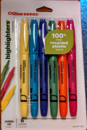 Office Depot Brand 100% Recycled Pen-Style Highlighters - 6 Colored Highlighters