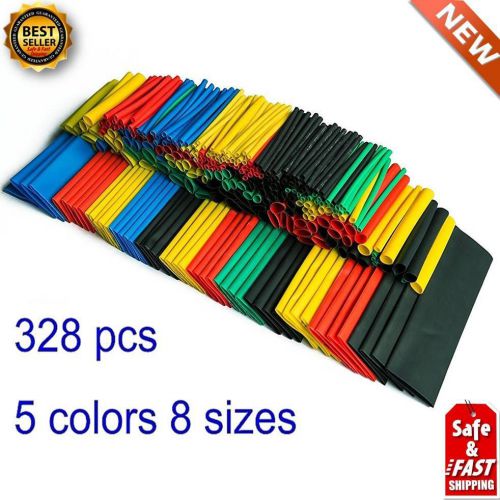 Summitlink 328 pcs assorted heat shrink tube 5 colors 8 sizes tubing wrap sleeve for sale