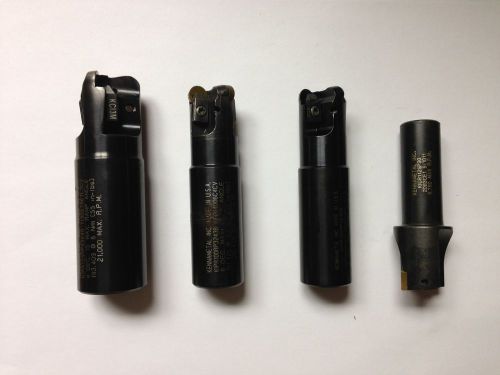 (4) kennametal carbide insert indexable end mill, radius, high speed rpm, cutter for sale