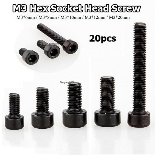 20pcs 6mm - 20mm metric thread m3 alloy steel hex socket head cap screw bolts for sale