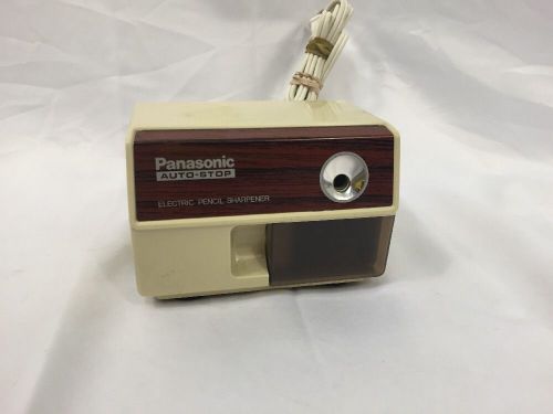 Vintage Panasonic Auto-Stop Pencil Sharpener KP-110 Suction To Table Tan Tested