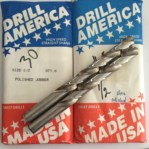 12 pcs 1/2&#034; HS Jobber drill bit - Made in USA - New