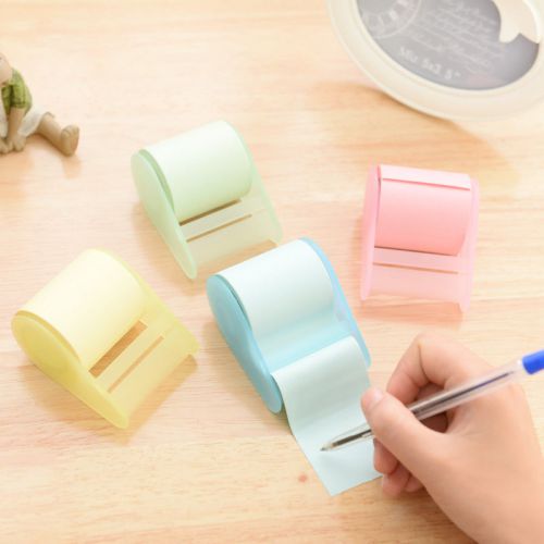 Yellow practical candy color paper mini reel tear sticky notes pad stationary py for sale